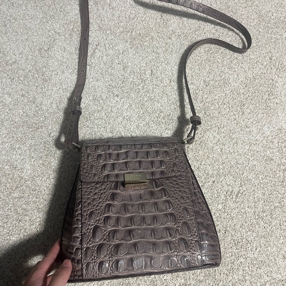 Brahmin Aubergine Crocodile-Embossed Crossbody Bag